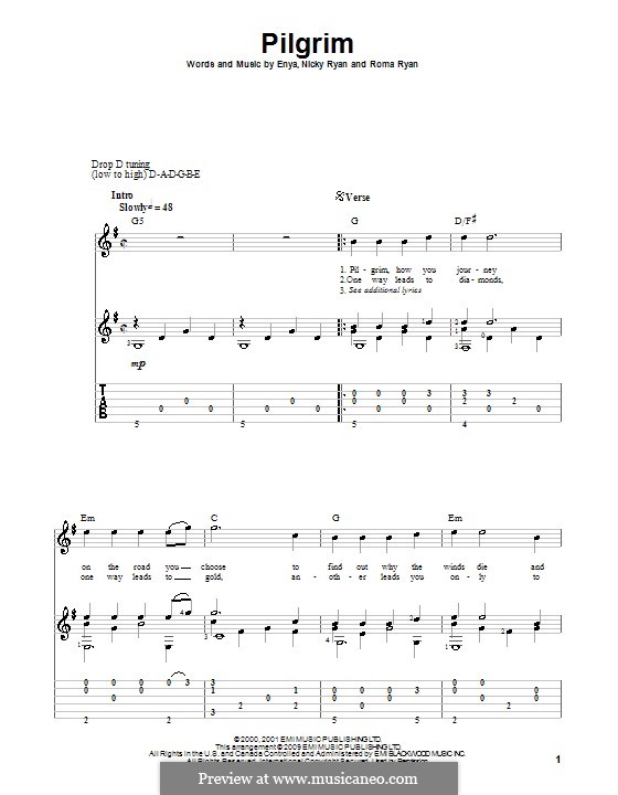 Pilgrim (Enya): For guitar with tab by Nicky Ryan, Roma Ryan