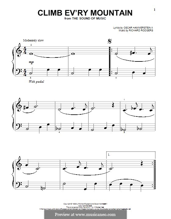Climb Ev'ry Mountain (from The Sound Of Music): For piano (very easy version) by Richard Rodgers