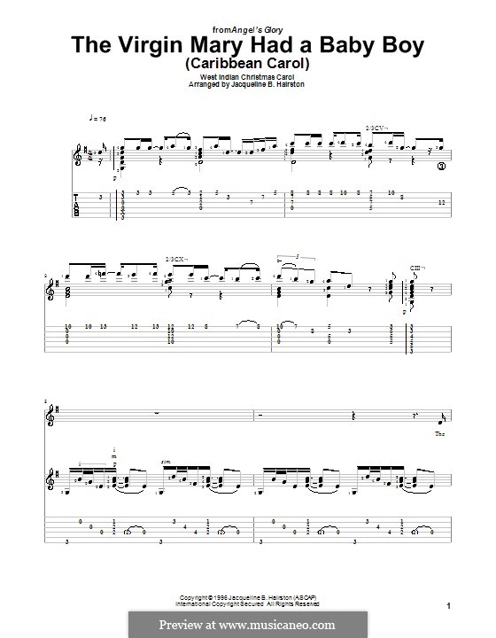 The Virgin Mary Had a Baby Boy: For guitar with tab by folklore