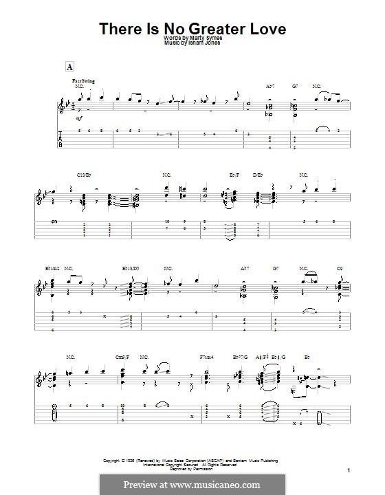 There Is No Greater Love: For guitar with tab by Marty Symes