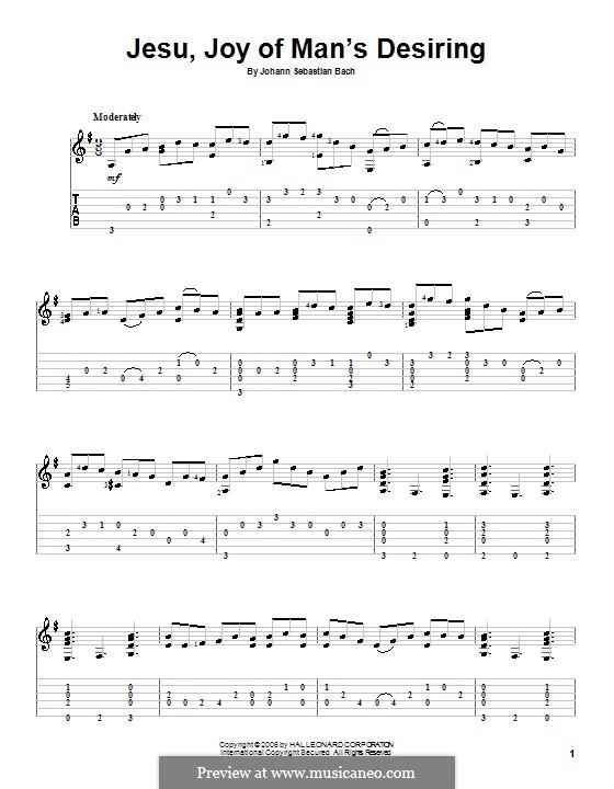 Jesu, Joy of Man's Desiring (Printable Scores): For guitar by Johann Sebastian Bach