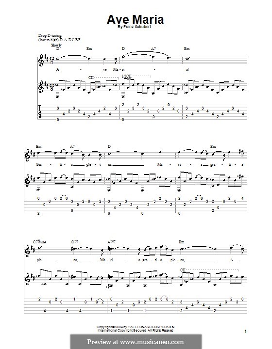 One instrument version: For guitar by Franz Schubert
