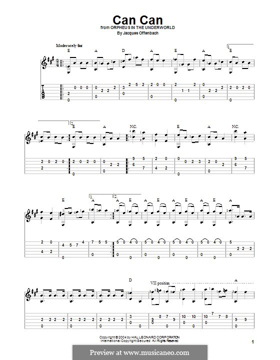 Can-Can (Printable Scores): For guitar by Jacques Offenbach