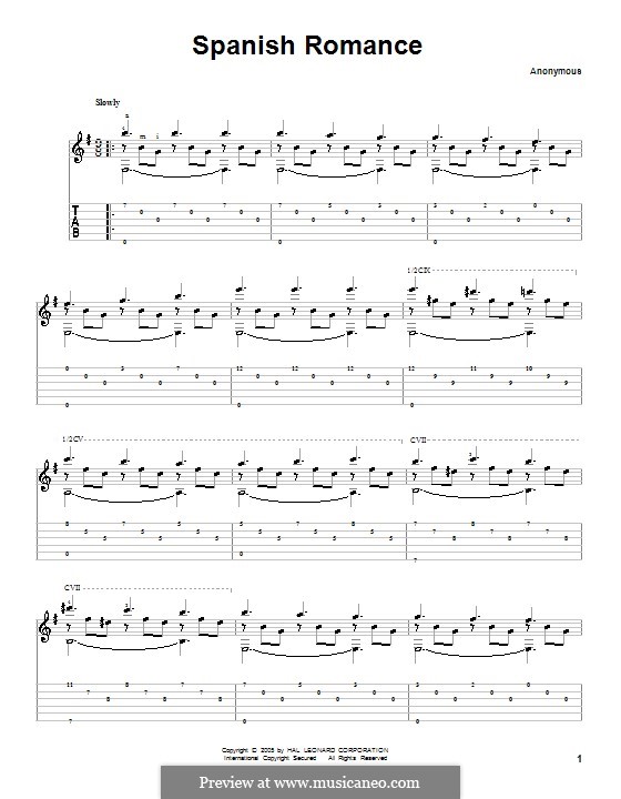 Spanish Romance: For guitar by Unknown (works before 1850)