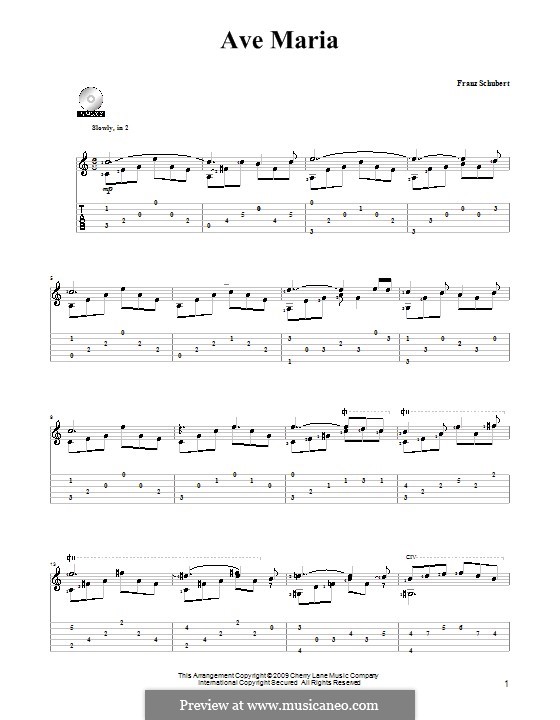 One instrument version: For guitar by Franz Schubert