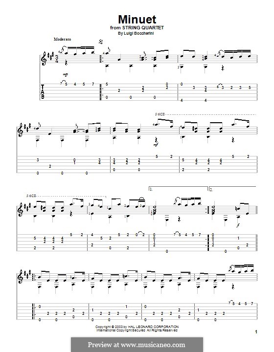 Minuet (Instrumental version): For guitar by Luigi Boccherini