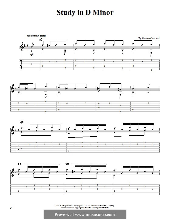 Study in D Minor: For guitar with tab by Matteo Carcassi