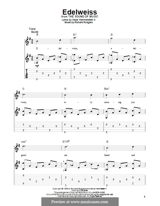 Edelweiss (from The Sound of Music): For guitar with tab by Richard Rodgers