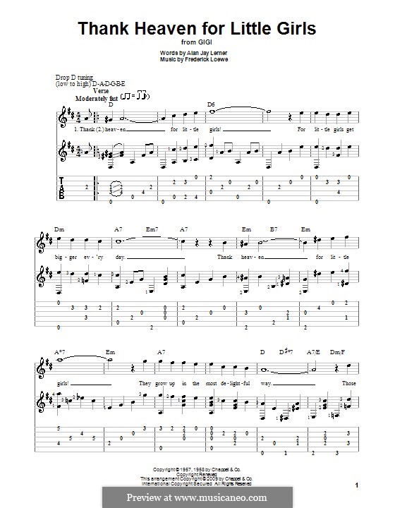 Thank Heaven for Little Girls (Maurice Chevalier): For guitar with tab by Frederick Loewe