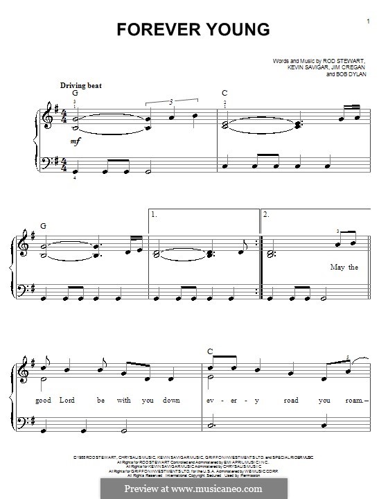 Forever Young II: For easy piano by Bob Dylan, Jim Cregan, Kevin Savigar, Rod Stewart