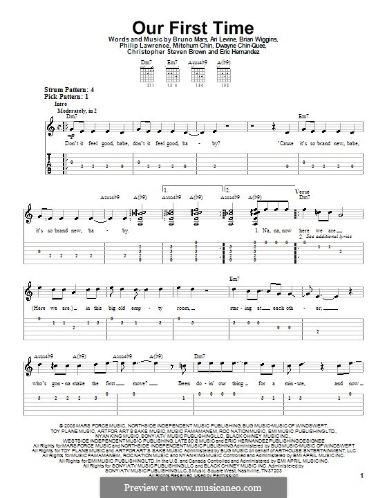 Our First Time: For guitar with tab by Ari Levine, Brian Wiggins, Christopher Steven Brown, Dwayne Chin-Quee, Eric Hernandez, Mitchum Khan Chin, Philip Lawrence