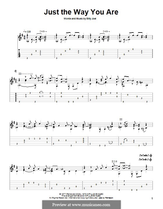 Just The Way You Are: For guitar with tab by Billy Joel