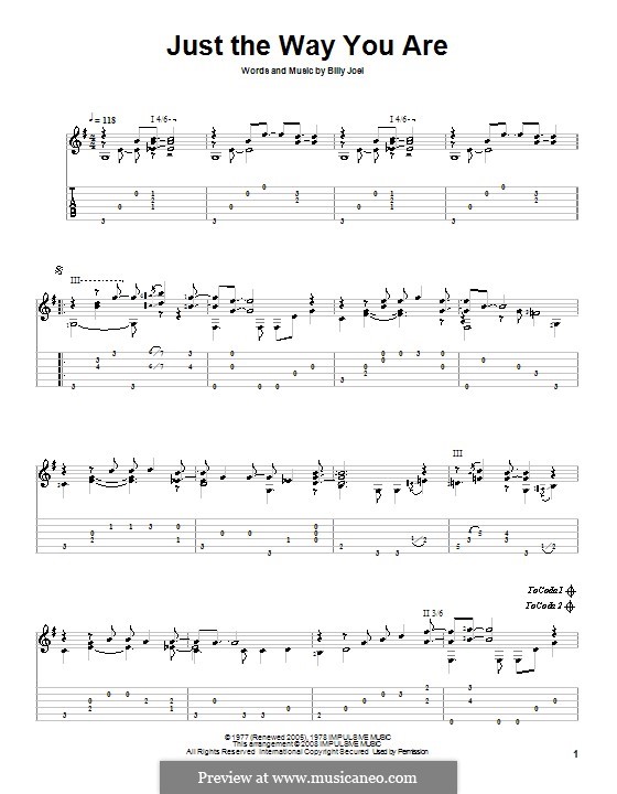 Just The Way You Are: For guitar with tab by Billy Joel