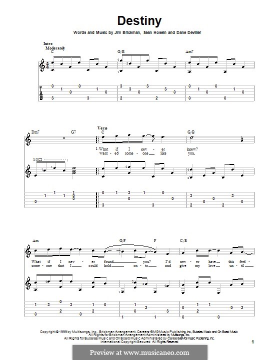 Destiny: For guitar with tab by Dane Deviller, Jim Brickman, Sean Hosein