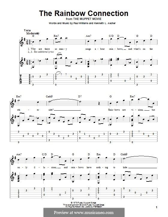The Rainbow Connection (Kermit the Frog): For guitar with tab by Paul H. Williams, Kenneth L. Ascher