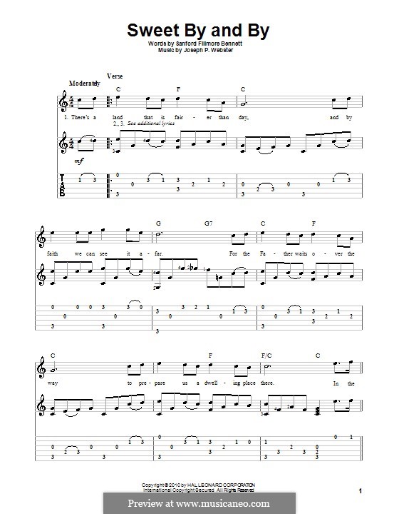 Sweet By and By: For guitar with tab by Joseph Philbrick Webster