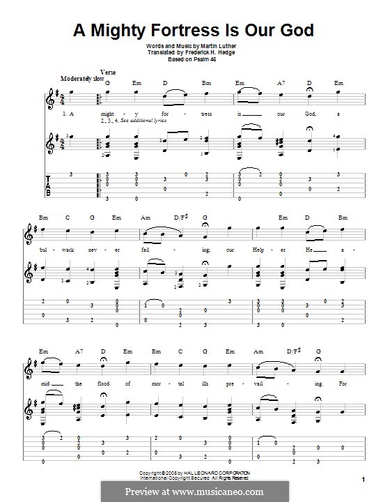 A Mighty Fortress Is Our God: For guitar by Martin Luther
