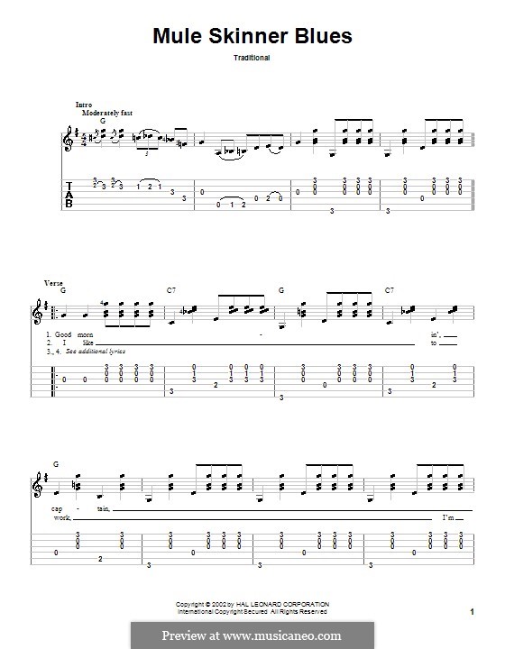 Mule Skinner Blues: For guitar with tab by folklore