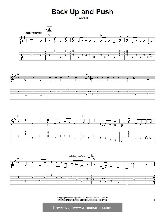 Back Up and Push: For guitar with tab by folklore