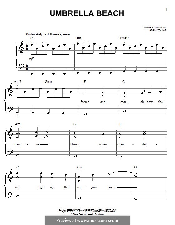 Umbrella Beach (Owl City) by A. Young sheet music on MusicaNeo