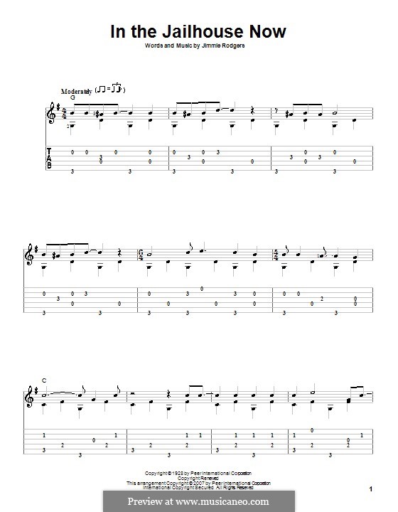 In the Jailhouse Now: For guitar with tab by Jimmie Rodgers