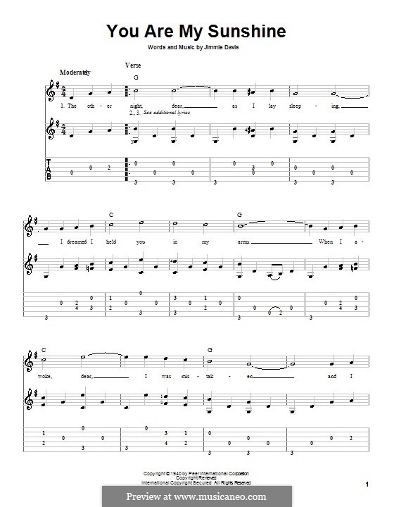 You are My Sunshine: For guitar with tab by Jimmie Davis