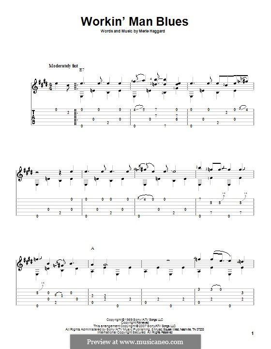 Workin' Man Blues: For guitar with tab by Merle Haggard
