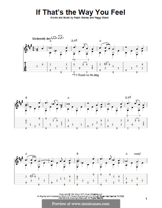 If That's the Way You Feel (Ralph Stanley): For guitar with tab by Peggy Bland