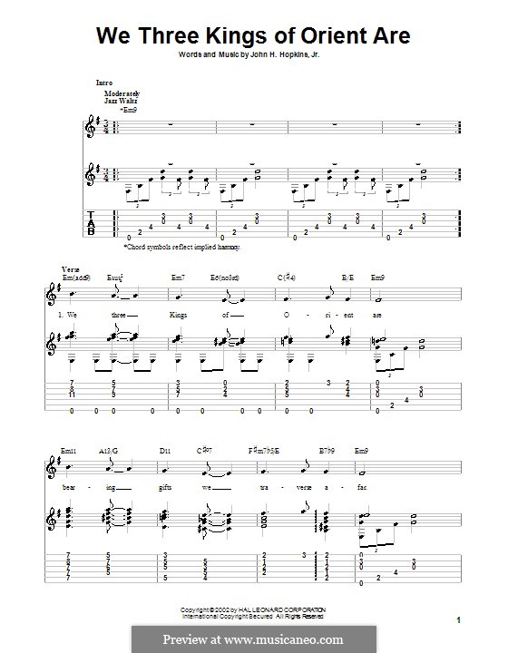 Instrumental version: For guitar with tabulature (E Minor) by John H. Hopkins Jr.