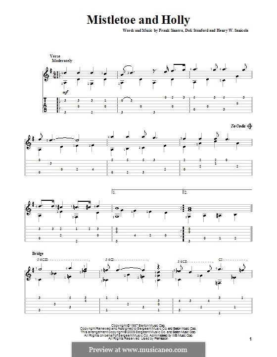 Instrumental version: For guitar with tab by Dok Stanford, Henry W. Sanicola