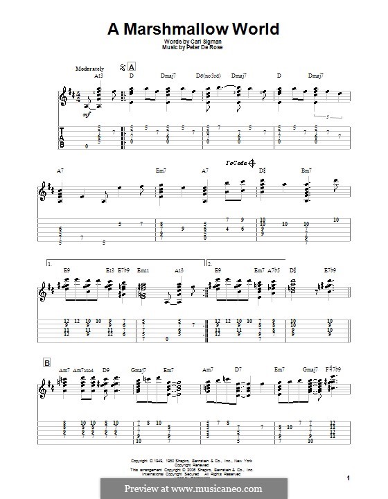 A Marshmallow World: For guitar with tab by Peter de Rose