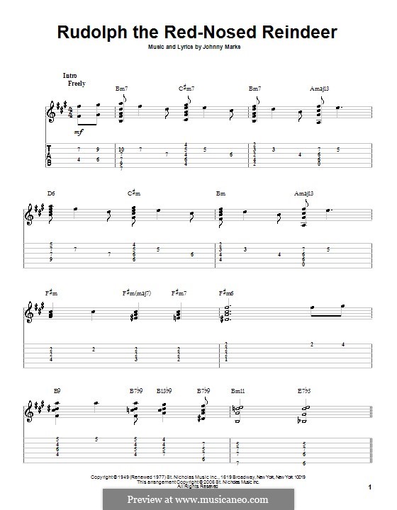 Rudolph the Red-Nosed Reindeer: For guitar with tab by Johnny Marks