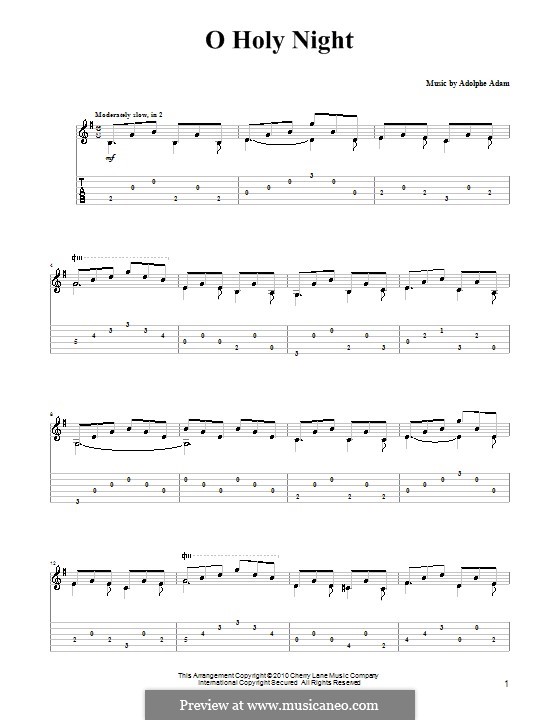 Instrumental version (Printable scores): For guitar (high quality sheet music) by Adolphe Adam