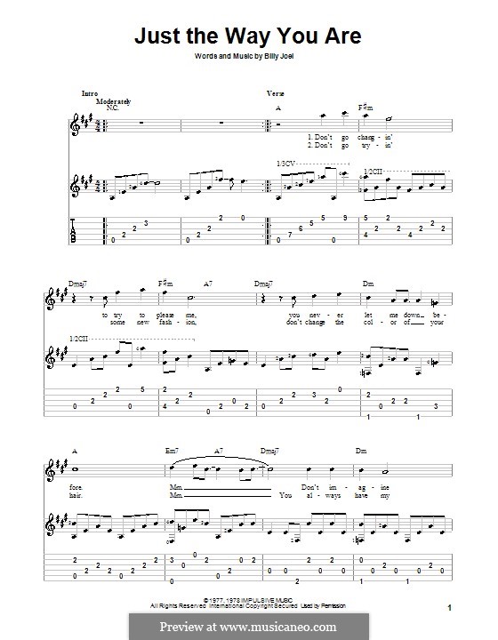 Just The Way You Are: For guitar with tab by Billy Joel