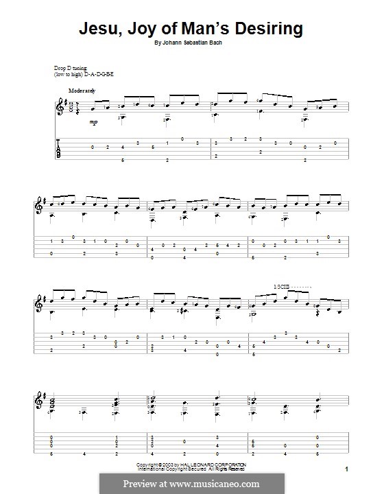 Jesu, Joy of Man's Desiring (Printable Scores): For guitar by Johann Sebastian Bach