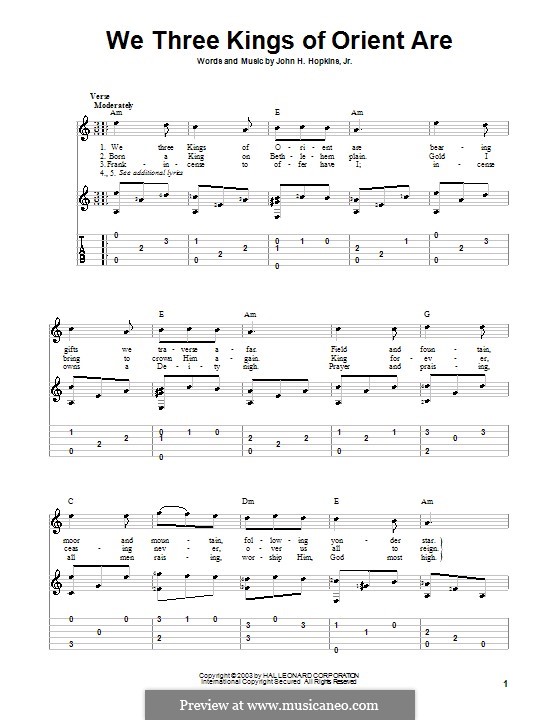 Instrumental version: For guitar with tabulature (A Minor) by John H. Hopkins Jr.