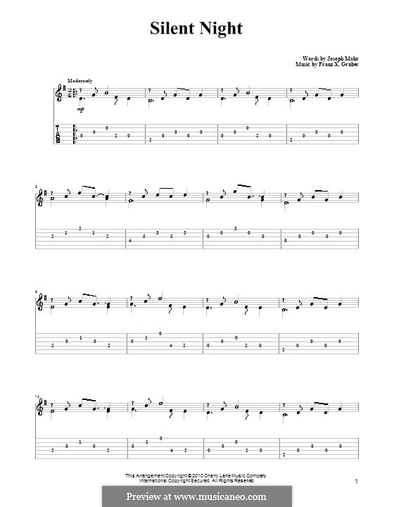 Guitar version: For a single performer by Franz Xaver Gruber