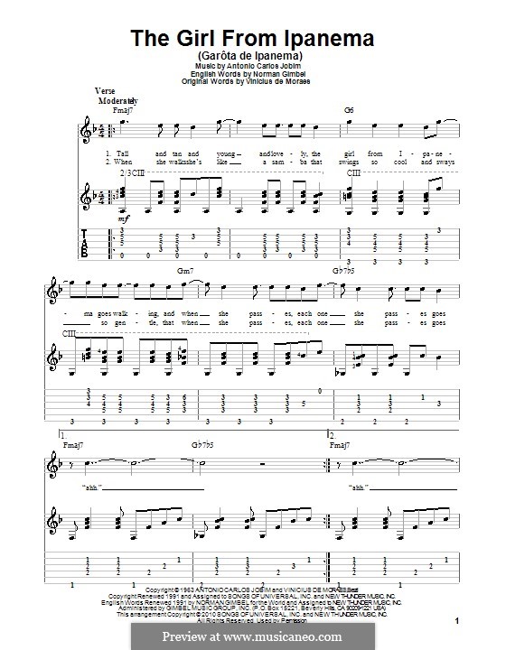 Guitar version: For a single performer by Antonio Carlos Jobim