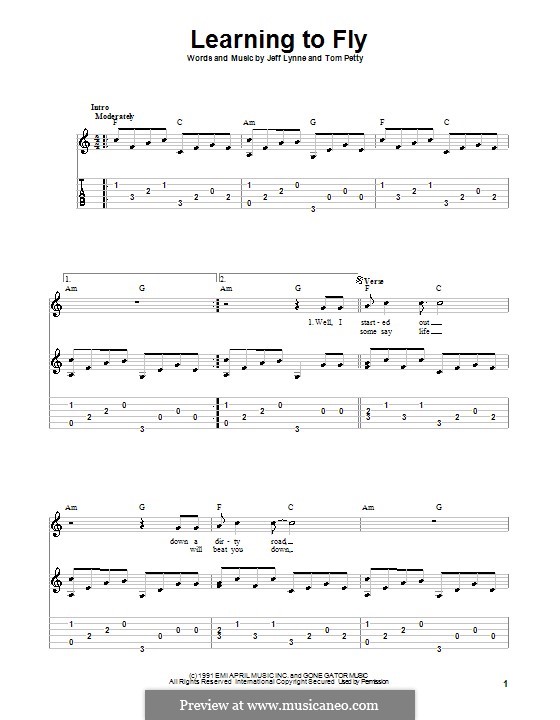 Learning to Fly (Tom Petty And The Heartbreakers): For guitar with tab by Jeff Lynne