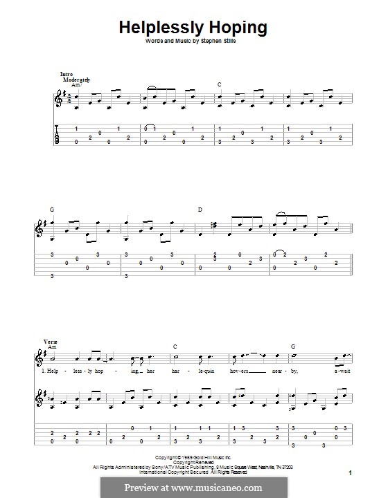 Helplessly Hoping (Crosby, Stills & Nash): For guitar with tab by Stephen Stills