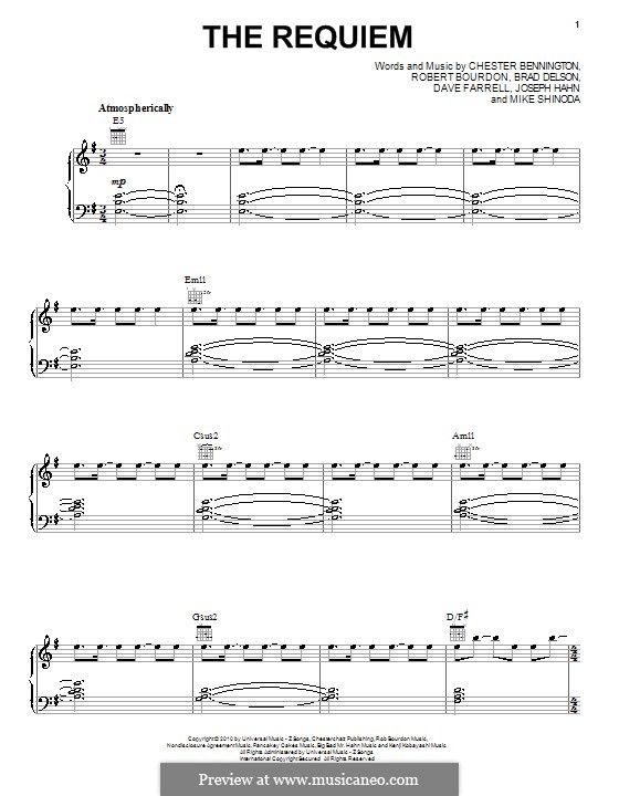 The Requiem (Linkin Park): For voice and piano (or guitar) by Brad Delson, Charles Bennington, David Farrell, Joseph Hahn, Mike Shinoda, Rob Bourdon