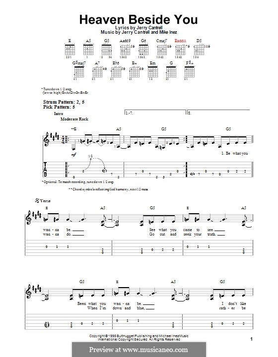 Heaven Beside You (Alice In Chains): For guitar (very easy version) by Jerry Cantrell, Michael Inez
