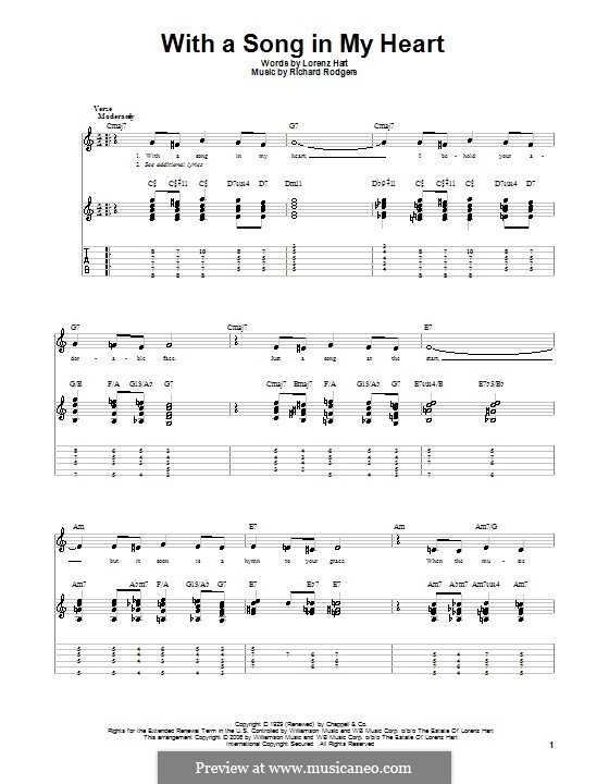 With a Song in My Heart: For guitar with tabulature by Richard Rodgers