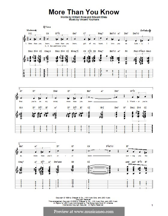 More Than You Know by V. Youmans sheet music on MusicaNeo