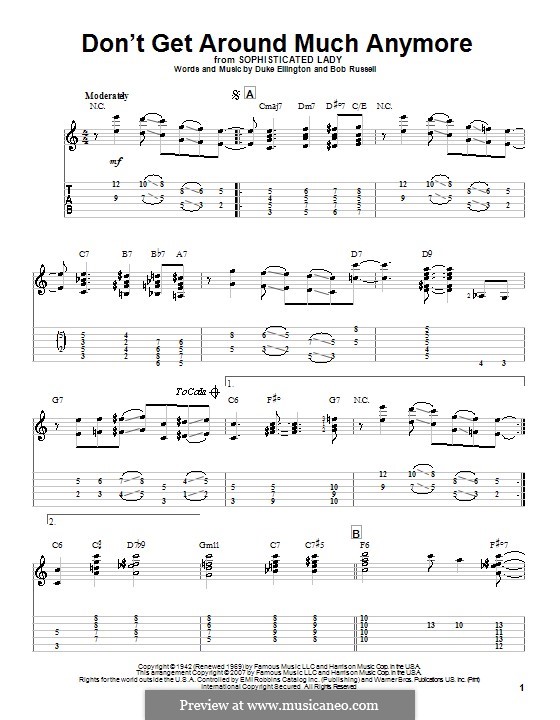 Don't Get Around Much Anymore: For guitar with tab by Duke Ellington