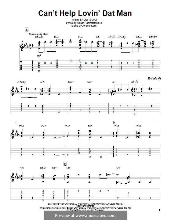 Can't Help Lovin' Dat Man (from Show Boat): For guitar by Jerome Kern