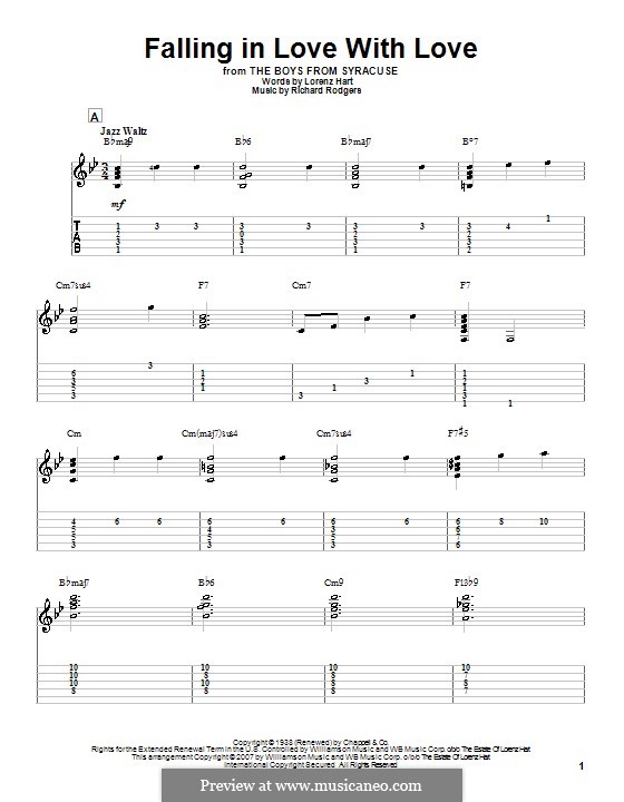 Falling in Love with Love: For guitar with tabulature by Richard Rodgers
