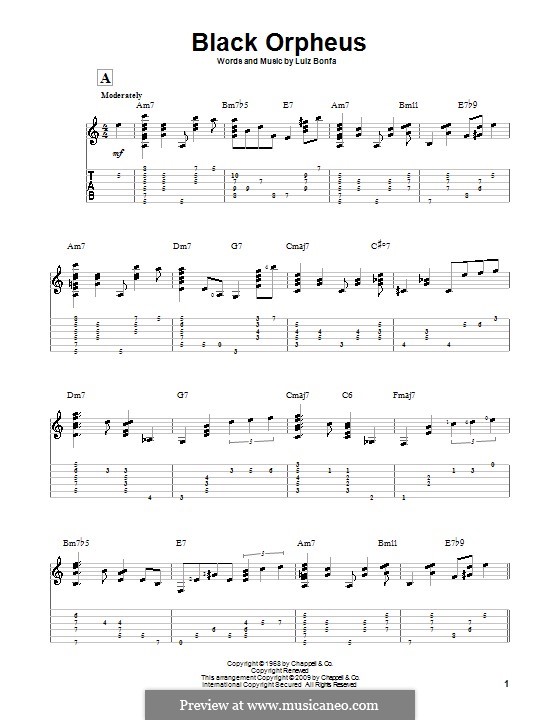 Black Orpheus: For guitar with tab by Luiz Bonfa