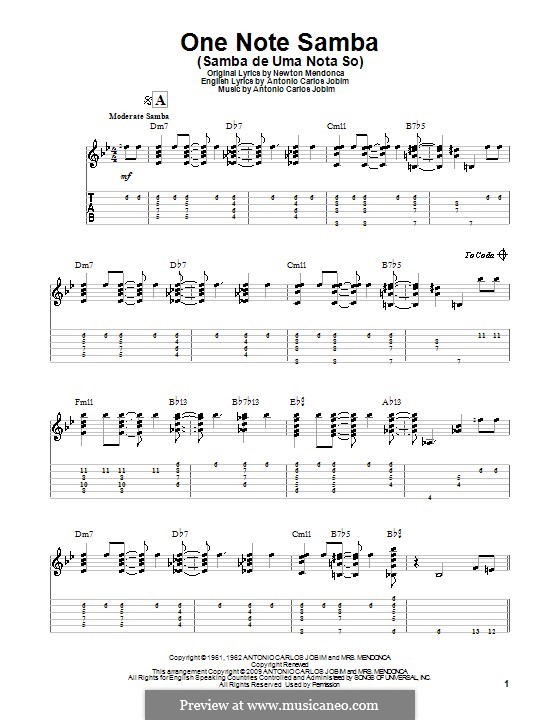 one note samba chords