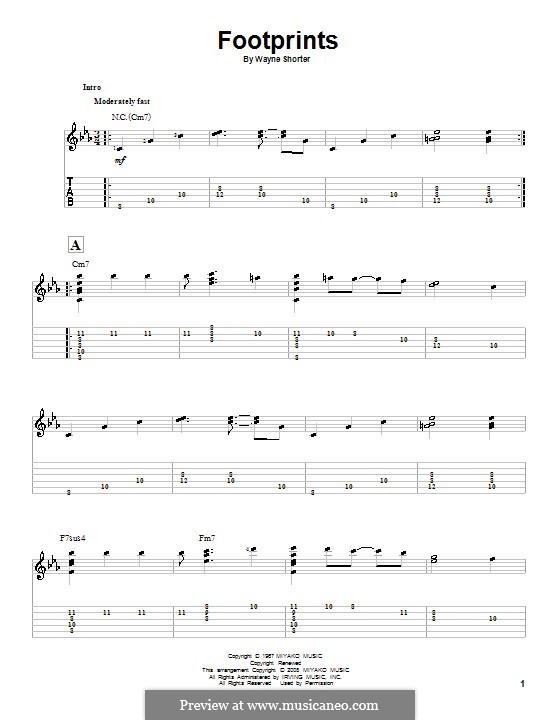 Footprints: For guitar with tab by Wayne Shorter